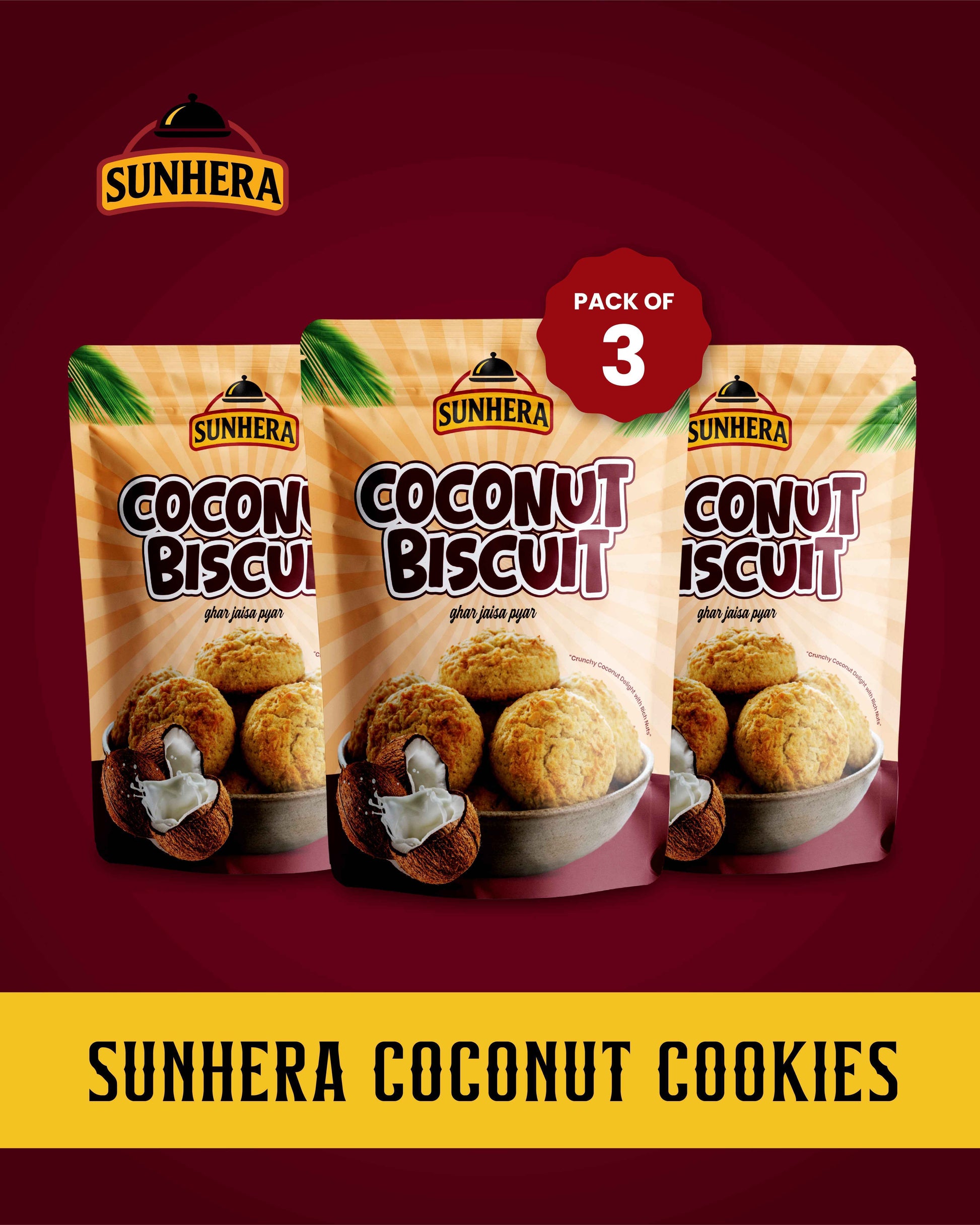 Sunhera Coconut Cookies - Pack of 3