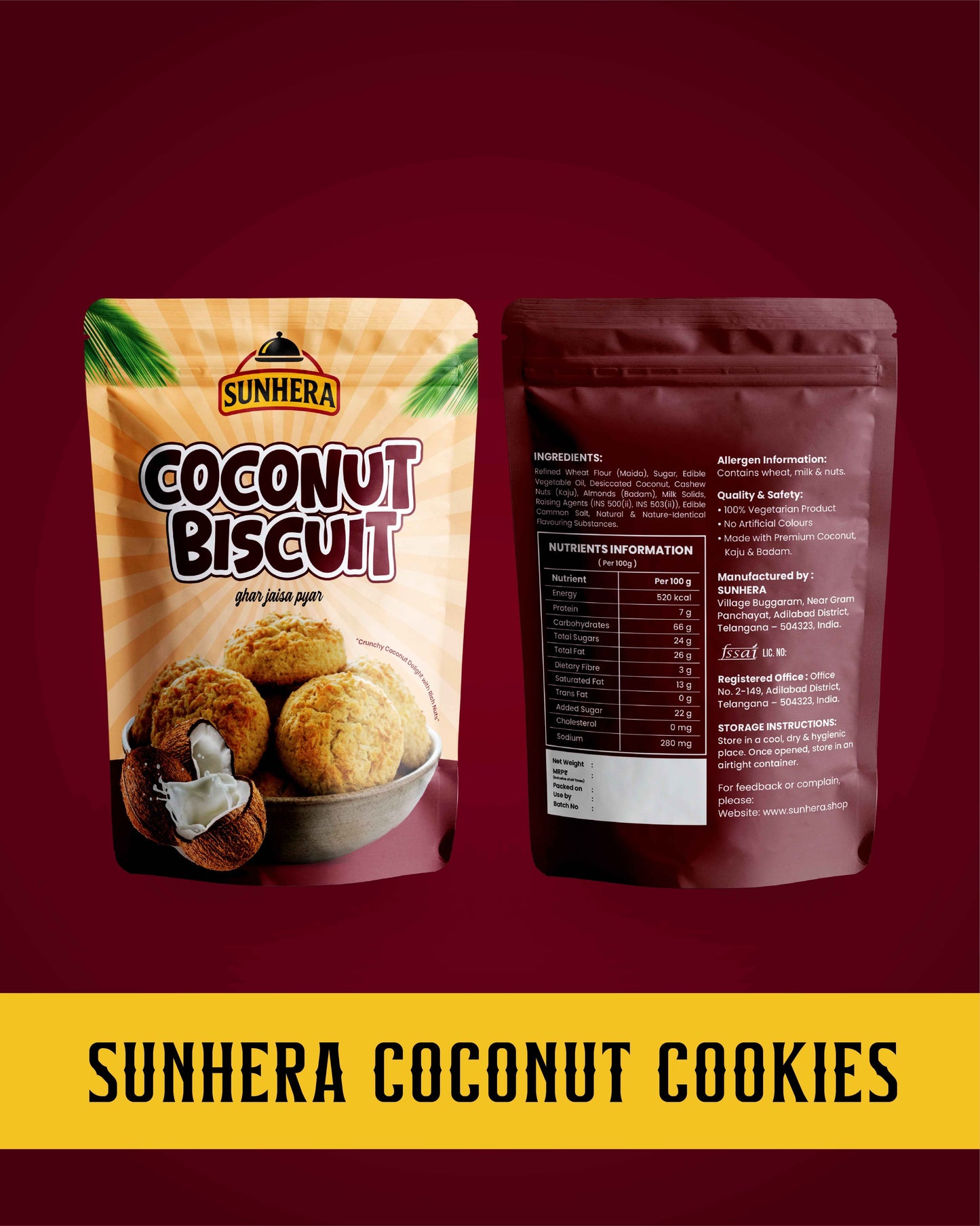 Sunhera Coconut Cookies - Pack of 3